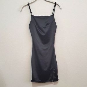 Fashion Nova 'Simple Things In Life' Satin Mini Dress - Black - Size S